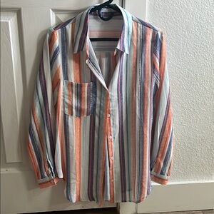Amazon Orange and Blue Button Down Shirt